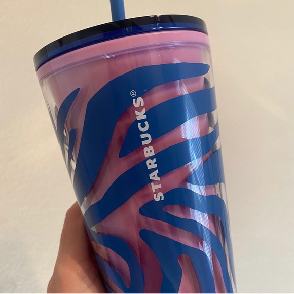 NWT Purple & Blue Zebra Print Starbucks Tumbler - Picture 2 of 3